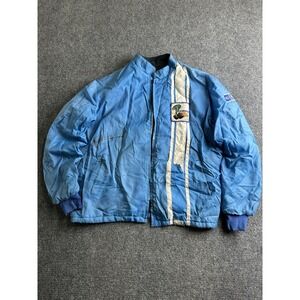 Mens 1970 Mustang Cobra Shelby Ford Fur Lined Racing Jacket Blue, Size XL